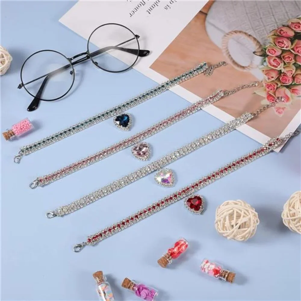 4 Pieces Rhinestone Cat Collar Bling Adjustable